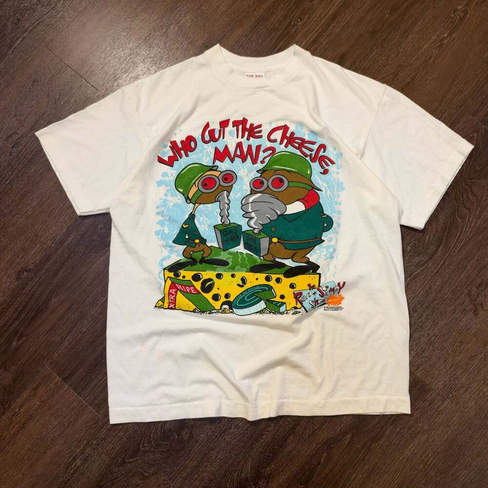 Vintage 1993 Ren & Stimpy Nickelodeon CartoonNetwork T-Shirt L/XL White